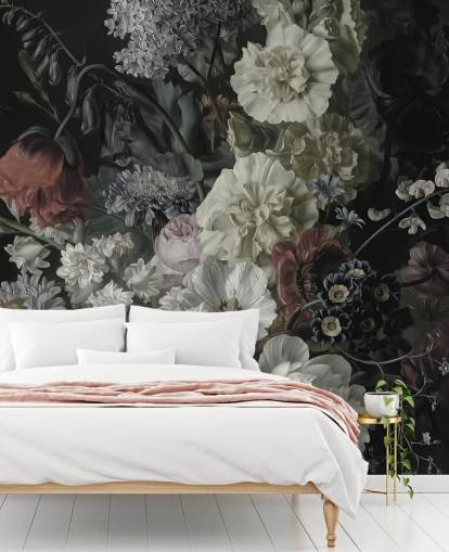 mørk floral bukett tapet
