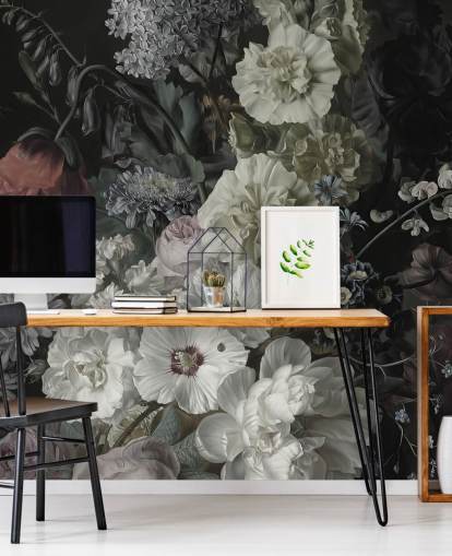 mørk floral bukett tapet