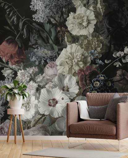 mørk blomstret buket tapet mørk blomstret buket tapet