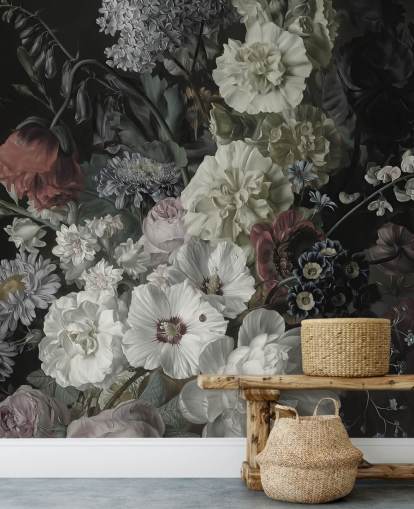 mørk blomstret buket tapet mørk blomstret buket tapet