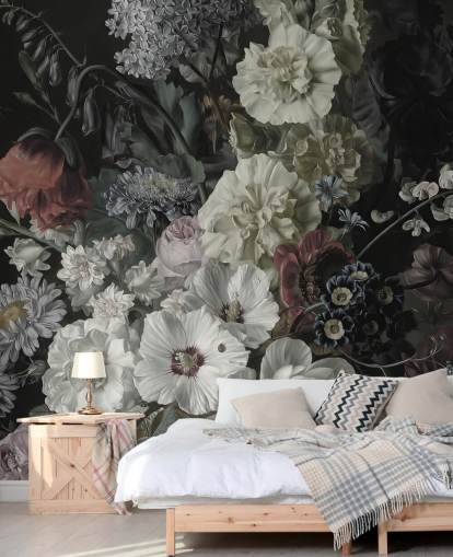 mørk blomstret buket tapet mørk blomstret buket tapet