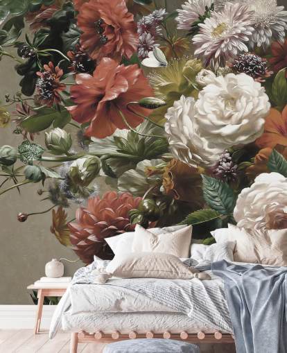 bukett med vackra blommor tapeter