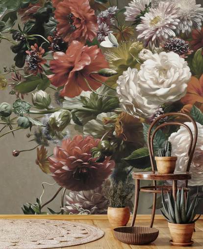 papel pintado ramo con bonitas flores