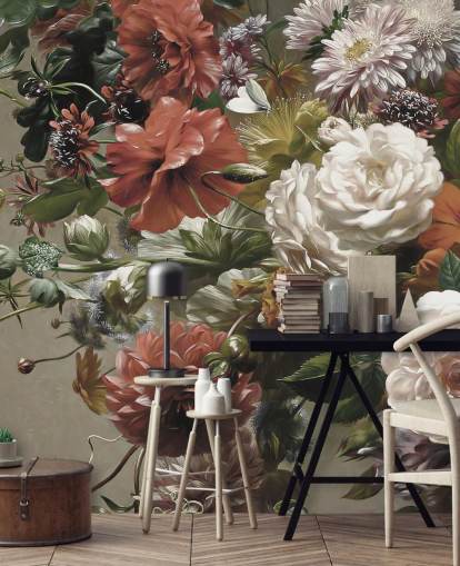 buket med smukke blomster tapet