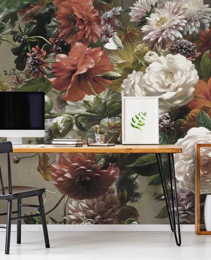 papel pintado ramo con bonitas flores