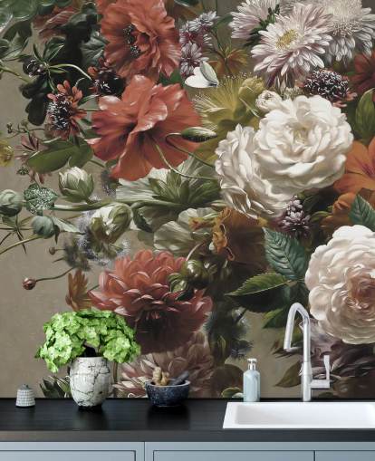 papel pintado ramo con bonitas flores