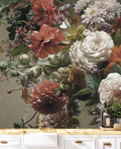 boeket met mooie bloemen behang