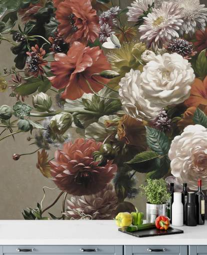 buket med smukke blomster tapet