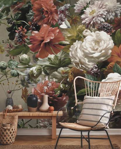 boeket met mooie bloemen behang