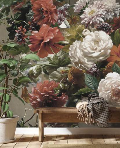 papel pintado ramo con bonitas flores