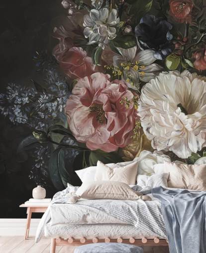 papel pintado floral oscuro