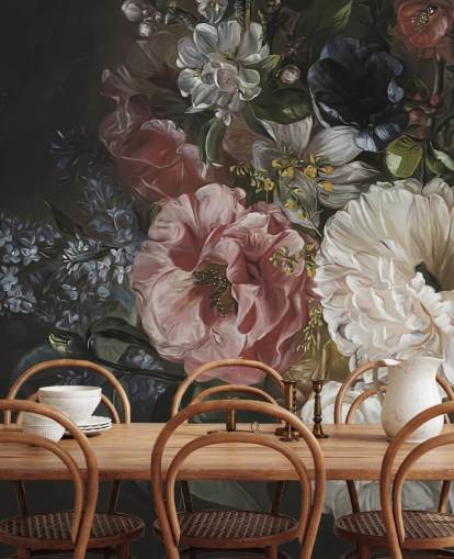 papel pintado floral oscuro