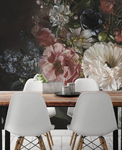 papel de parede floral escuro