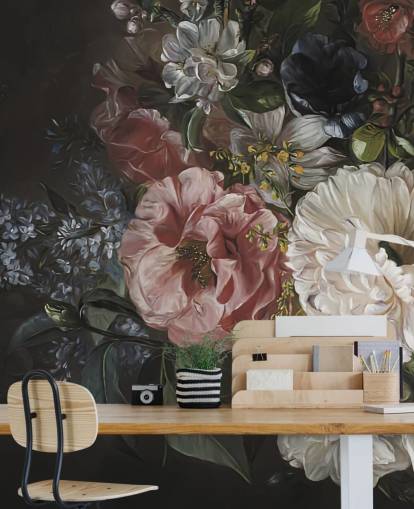 donker bloemenbehang