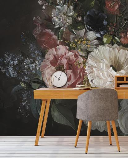 papel pintado floral oscuro