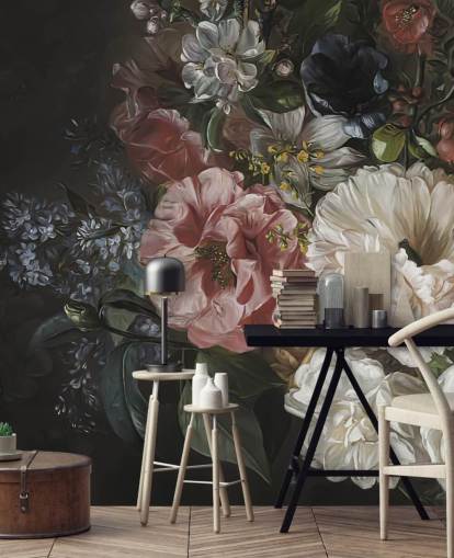 papel de parede floral escuro