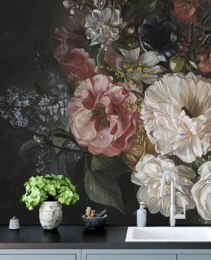 papel pintado floral oscuro