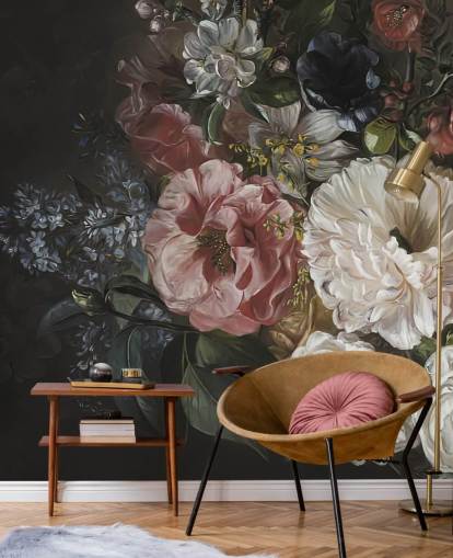 papel pintado floral oscuro