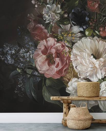 papel pintado floral oscuro