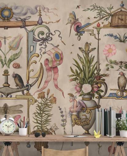 vintage illustrationer tapet