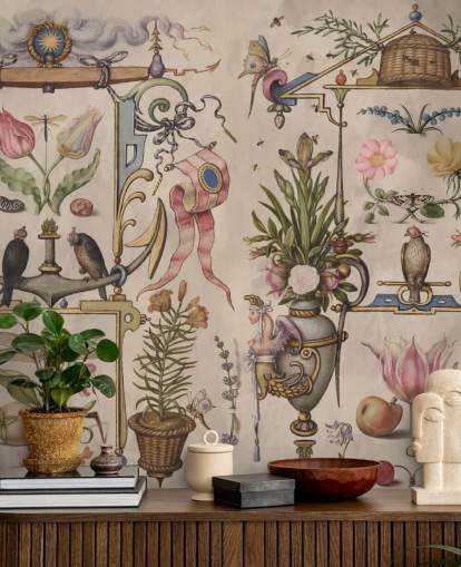 vintage illustrationer tapet