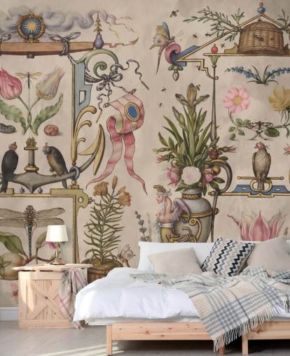 vintage illustraties behang vintage illustraties behang