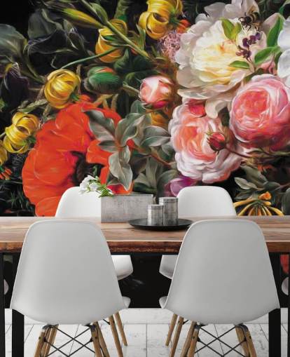 dark floral poppy and rose wallpaper dark floral poppy and rose wallpaper