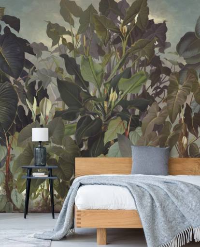 grønne jungle illustration tapet