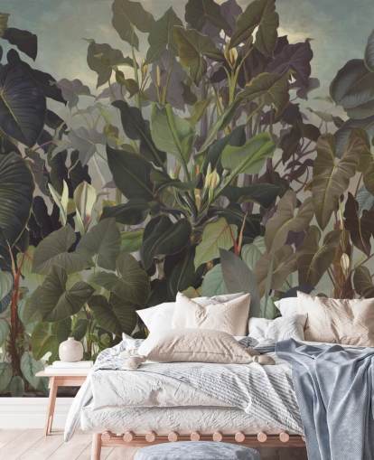 fond d'écran illustration jungle feuillue