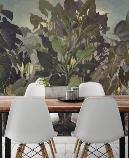 lommerrijke jungle illustratie behang