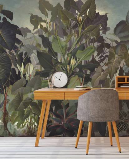 grønne jungle illustration tapet