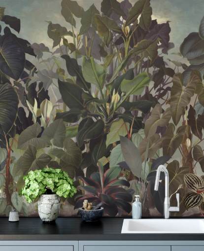 leafy jungle illustration wallpaper