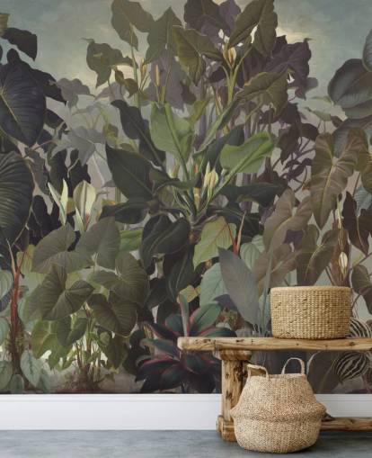 fond d'écran illustration jungle feuillue