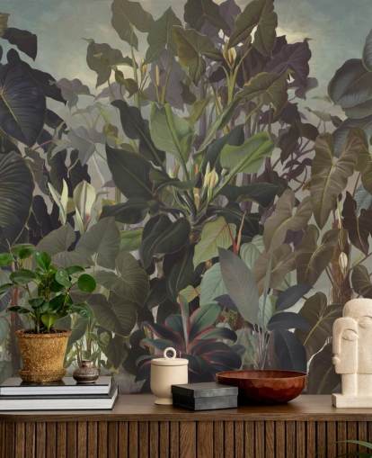 grønne jungle illustration tapet