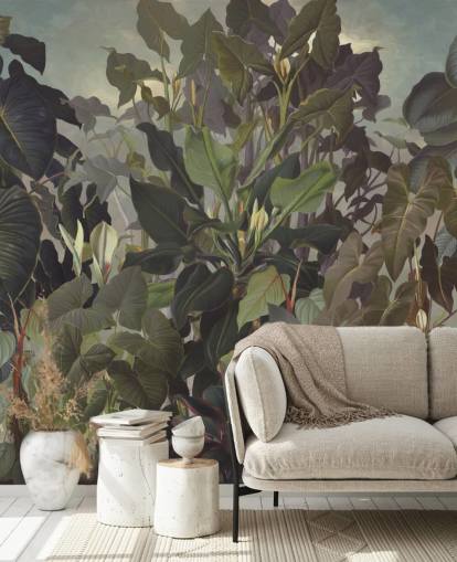 fond d'écran illustration jungle feuillue