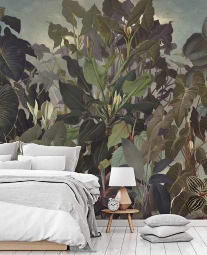 grønne jungle illustration tapet