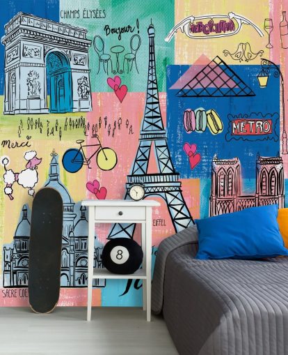 paris illustratie behang paris illustratie behang