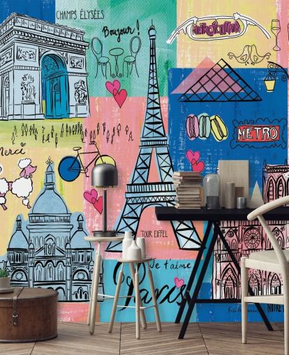 paris illustration wallpaper