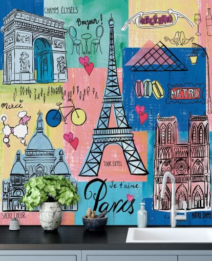 paris illustration wallpaper