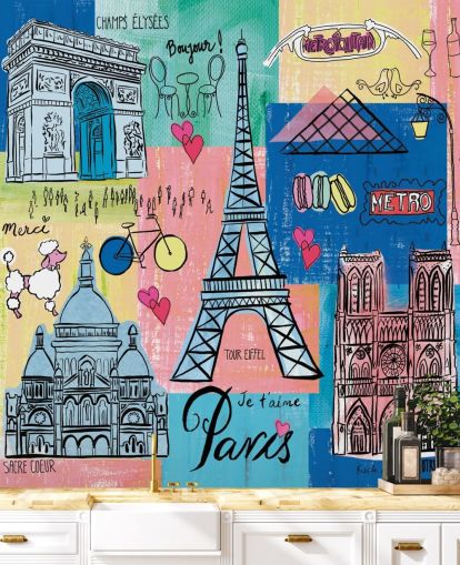 paris illustratie behang paris illustratie behang