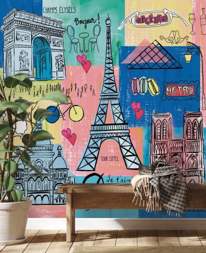 paris illustration tapet
