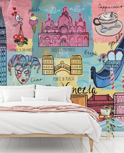 kleurrijk venetië illustratie behang