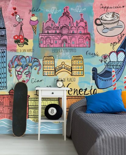 colourful venice illustration wallpaper