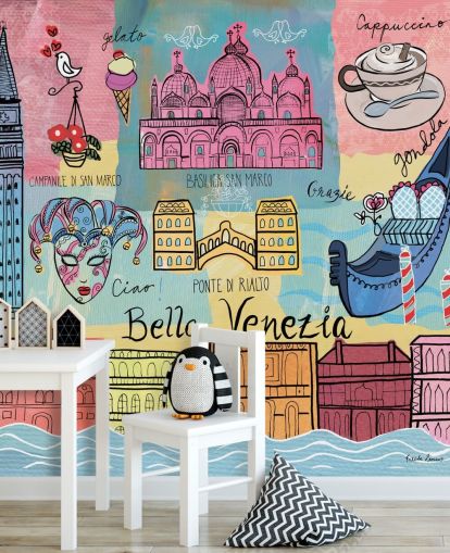 colourful venice illustration wallpaper