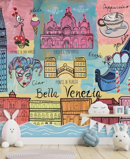 fargerik Venezia illustrasjon tapet