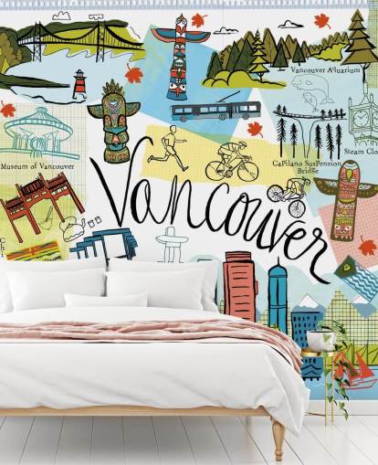 färgglada vancouver illustration tapet