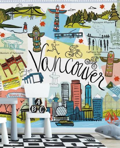 fargerik vancouver illustrasjon tapet