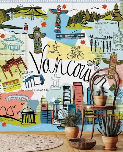 färgglada vancouver illustration tapet
