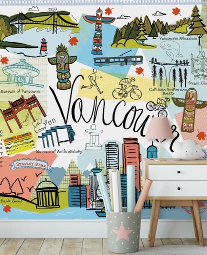 papel de parede colorido da ilustração vancouver