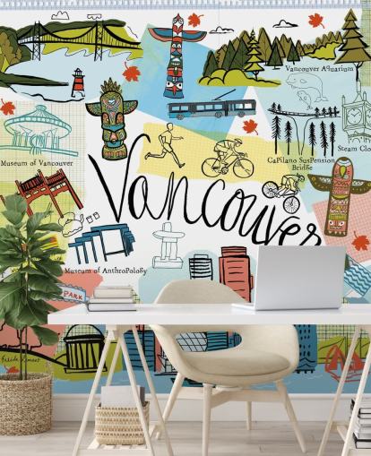 färgglada vancouver illustration tapet